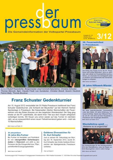 Franz Schuster Gedenkturnier - Volkspartei Pressbaum