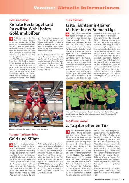 BREMER SPORT Magazin | Juli-August 2018