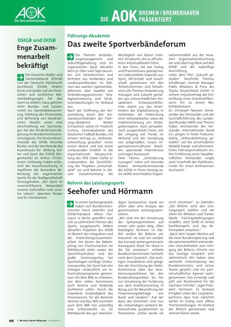 BREMER SPORT Magazin | Juli-August 2018