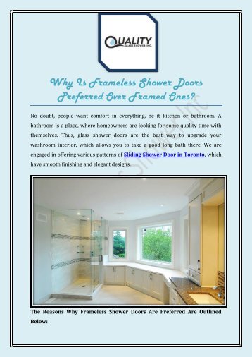 Why Is Frameless Shower Doors Preferred Over Framed Ones?