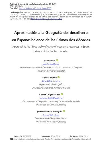 Aproximación a la Geografía del despilfarro en España: balance de las dos últimas décadas