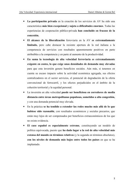 Dossier de Informes económicos y técnicos que desaconsejan el modelo ferroviario AVE español