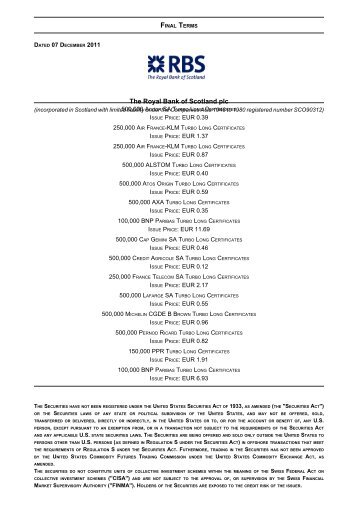 The Royal Bank of Scotland plc - RBS - Royal Bank of Scotland
