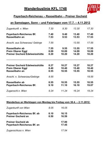 Wanderbuslinie KFL 1748 - RETTER-Linien