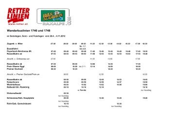 Wanderbuslinien 1746 und 1748 - RETTER-Linien