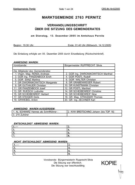 marktgemeinde 2763 pernitz - Wir Pernitzer