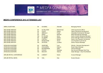 MEDFA CONFERENCE 2012 ATTENDEES LIST - TFWA