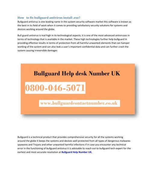 How to fix bullguard antivirus install