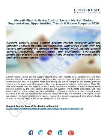 Aircraft Electric Brake Control System Market Market Segmentation, Opportunities, Trends & Future Scope to 2026