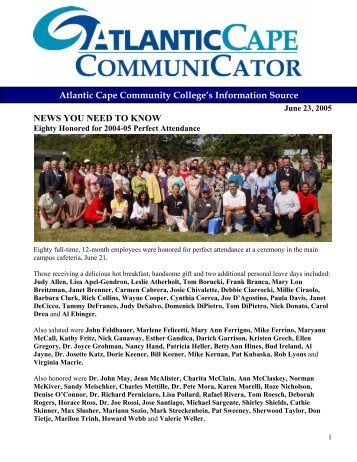 NEWS YOU NEED TO KNOW - Atlantic Cape Community College