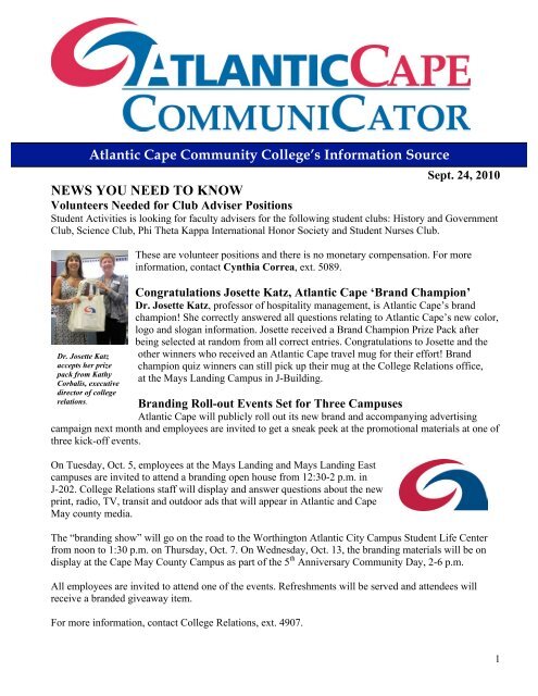 NEWS YOU NEED TO KNOW - Atlantic Cape Community College