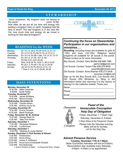 Bulletin - November 25, 2012 - Saint Clare of Assisi Parish