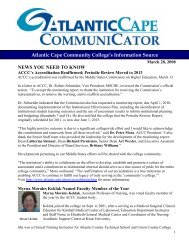 NEWS YOU NEED TO KNOW - Atlantic Cape Community College