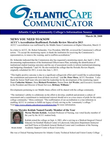 NEWS YOU NEED TO KNOW - Atlantic Cape Community College