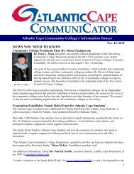 NEWS YOU NEED TO KNOW - Atlantic Cape Community College
