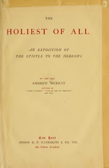 The Holiest of All by Andrew Murray eBook & audio book 