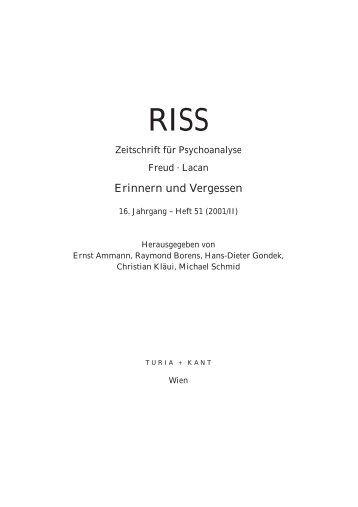 RISS Nr. 51 - Erinnern und Vergessen - Turia + Kant