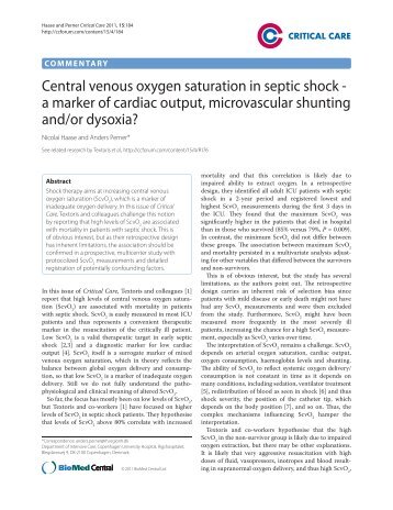 Central venous oxygen saturation in septic shock - a marker of ...