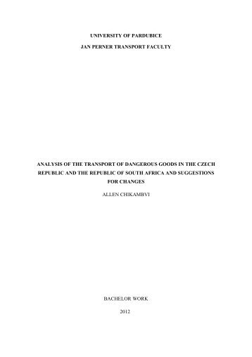 university of pardubice jan perner transport faculty analysis of the ...