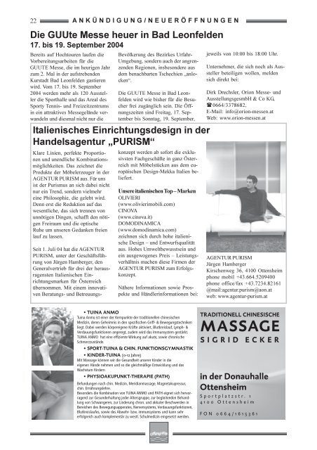 massage sigrid ecker - Marktgemeinde Ottensheim - Land ...