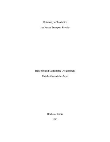 University of Pardubice Jan Perner Transport Faculty Transport and ...