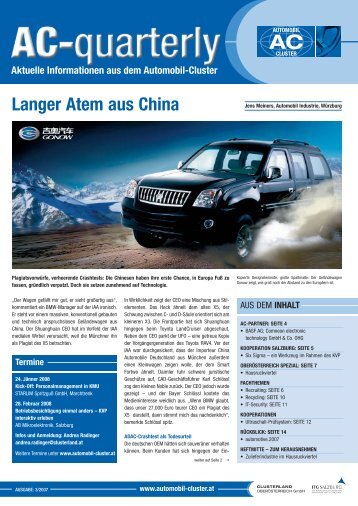 Langer Atem aus China - Automobil Cluster