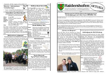 Hinweise - Informationen Verlautbarungen - Haidershofen
