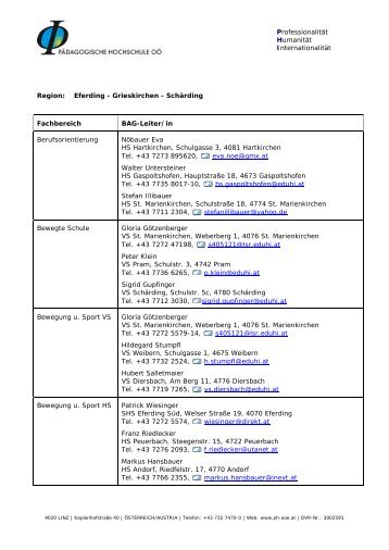 Region: Eferding - Grieskirchen - Schärding Fachbereich BAG-Leiter ...