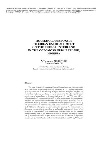 household responses to urban encroachment on the rural hinterland ...