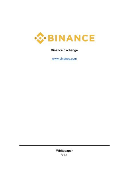 Binance White Paper v. 1.1