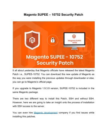 Magento SUPEE – 10752 Security Patch