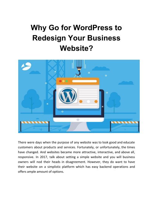 Why Go for WordPress to Redesign Your Business Website?