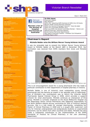 Victorian Branch Newsletter - The Society of Hospital Pharmacists of ...