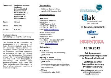 in Zusammenarbeit mit und 18.10.2012 Reinigungs - Medizinische ...