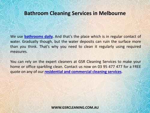 Bathroom Cleaning Services in Melbourne