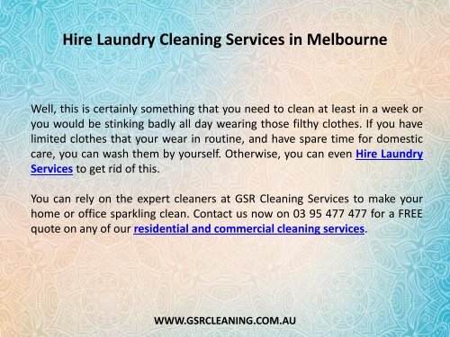 Hire Laundry Cleaning Services in Melbourne