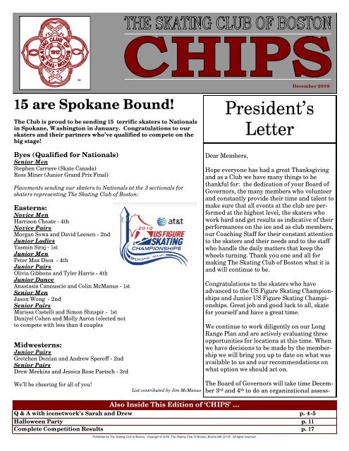 President S Letter The Skating Club Of Boston
