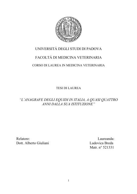 l'anagrafe degli equidi in italia, a quasi quattro anni