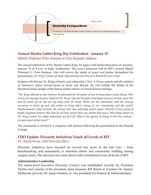 Annual Martin Luther King Day Celebration - January 15 Minett ...