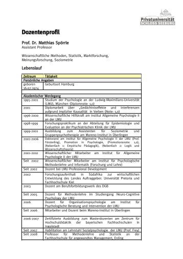Dozentenprofil - Privatuniversität Schloss Seeburg