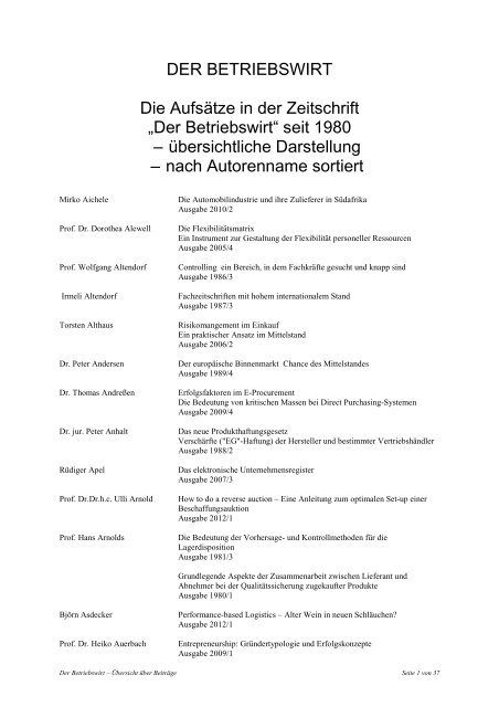 „Der Betriebswirt“ seit 1980 - Deutscher Betriebswirte-Verlag