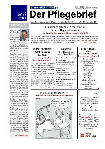 Der Pflegebrief - Ausgabe 10/2001 (Nr. 60) - Pflegen-online.de