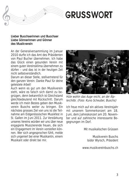 Infoblatt 2010 Musikverein Buochs