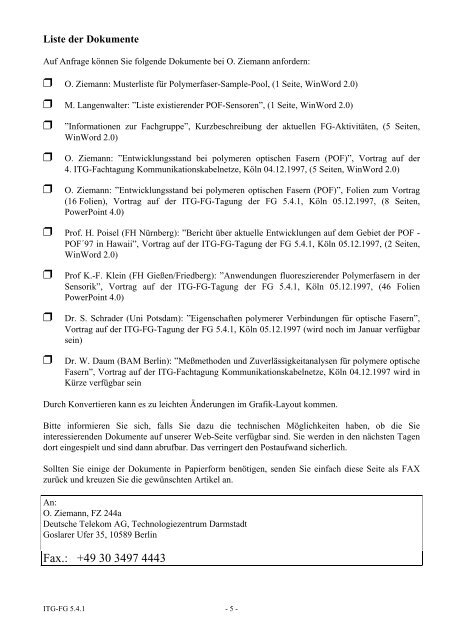 VDE-ITG-Fachausschuß 5.4 ”Kommunikationskabelnetze”