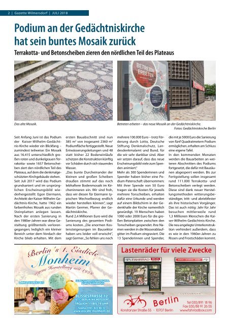 Gazette Wilmersdorf Juli 2018