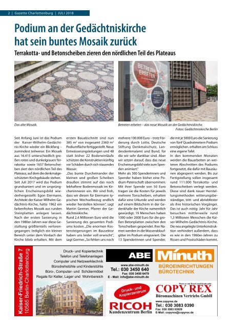 Gazette Charlottenburg Juli 2018