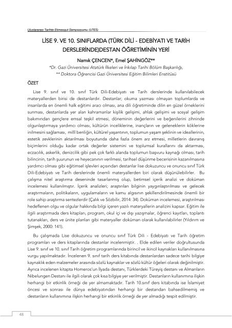 BİLDİRİ ÖZETLERİ / ABSTRACT BOOK