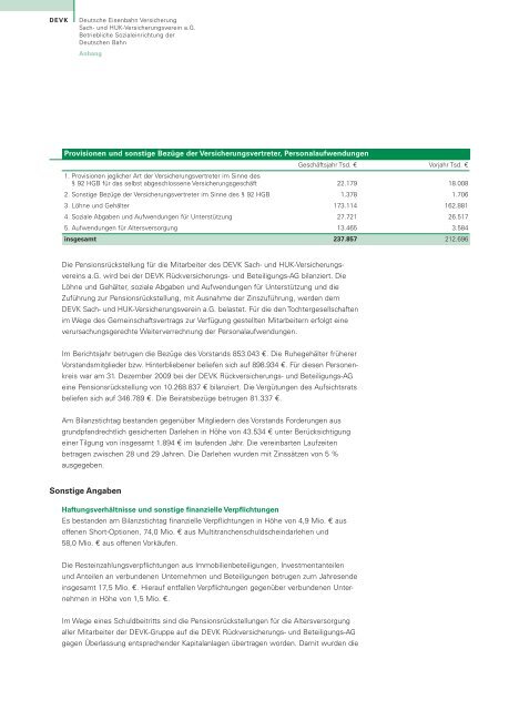 DEVK Geschäftsbericht 2009 - DEVK Versicherungen