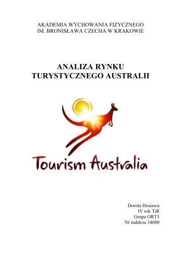 analiza rynku turystycznego australii - Wydział Turystyki i Rekreacji