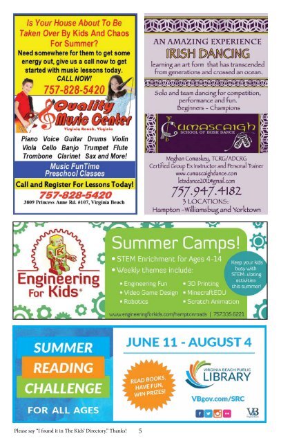 Hampton Roads Kids'  Directory: July 2018